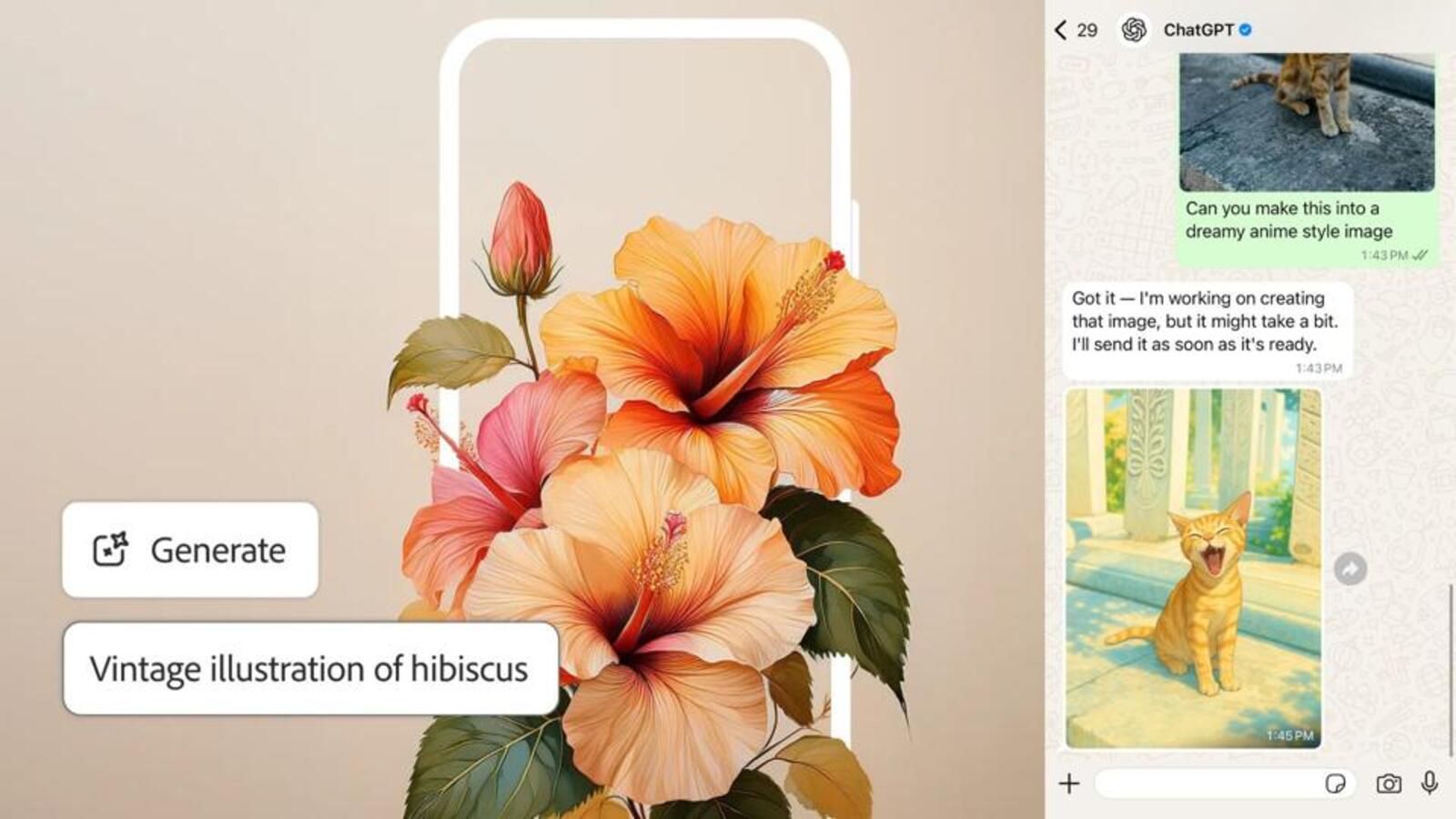 Adobe firefly and chatgpt images in WhatsApp Mark Apps as generic AI Hubs