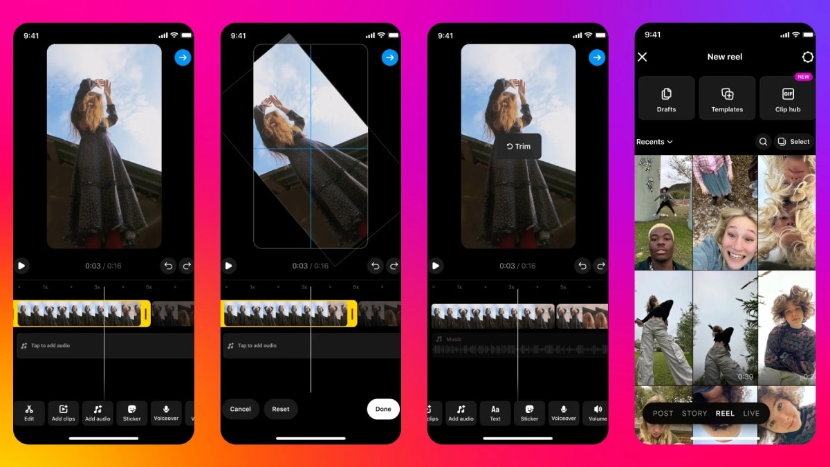 Instagram फ़ीड पोस्ट दर्शकों के अनुकूलन की अनुमति देता है; नए रीलों के संपादन उपकरण का परिचय देता है, अधिक